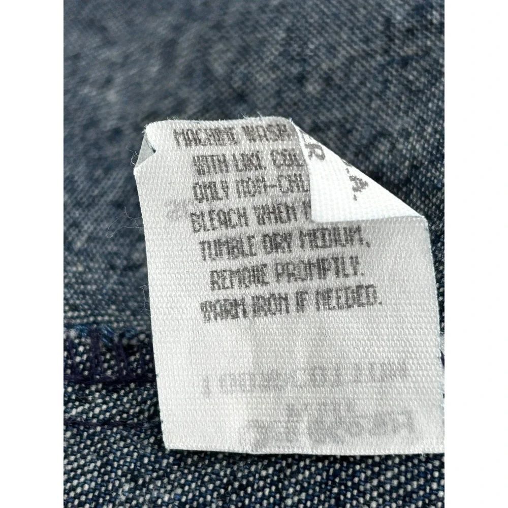 OshKosh Bgosh Vintage Girls 24M Denim Pinafore Dress Plaid Trim Made in USA Blue